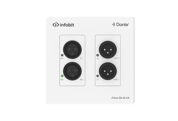 Infobit - iTRANS DX-22-US Dante 2CH Wallplate US Version with PoE, XLR port