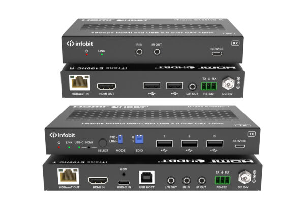 Infobit - iTrans E100HC HDMI 4K60 HDMI/USB-C over HDBaseT 3.0 Extender (100m) with USB 2.0