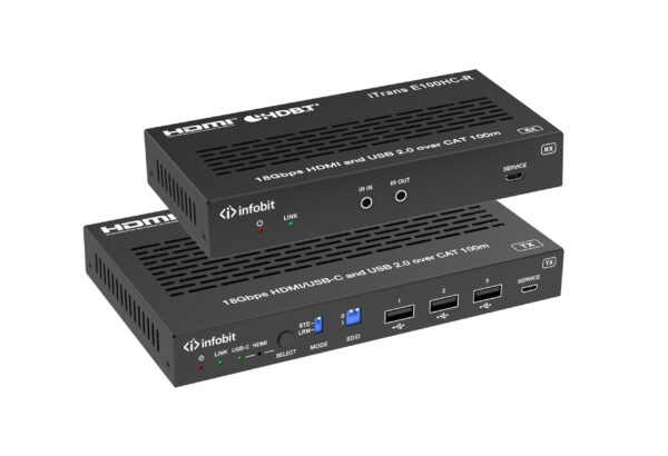 Infobit - iTrans E100HC HDMI 4K60 HDMI/USB-C over HDBaseT 3.0 Extender (100m) with USB 2.0 - Image 3