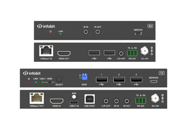 Infobit - iTrans E100HC HDMI 4K60 HDMI/USB-C over HDBaseT 3.0 Extender (100m) with USB 2.0 - Image 5
