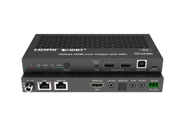 Infobit - iTrans E100V3K HDMI 4K60 over HDBaseT extenders (Tx and Rx), 100m for  4K/60Hz, POC, KVM, USB.