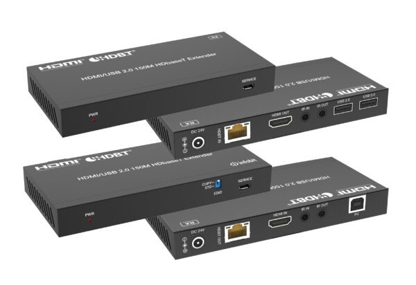 Infobit - iTrans E150U2 HDMI 4K60 over HDBaseT extenders (Tx and Rx), 150m for 1080p, 120m for 4K/60Hz. USB 2.0