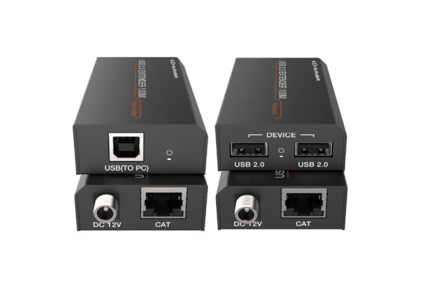 Infobit - iTrans USB2-TR100 USB 2.0 Extender (Tx + Rx), 100 meters, with 12V 1A 12W power supply.