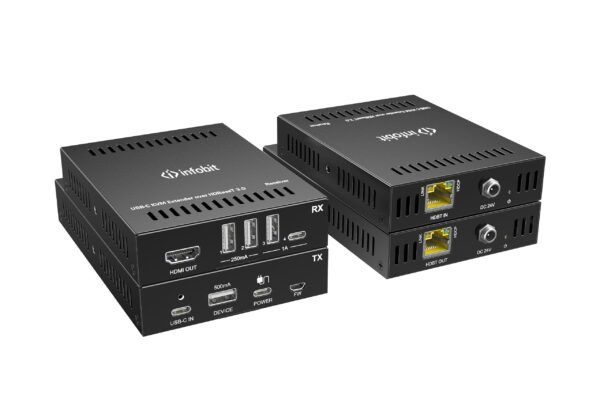 Infobit - iTrans UC-Hub 4K60 USB-C UC/KVM Hub Extender over HDBaseT3.0