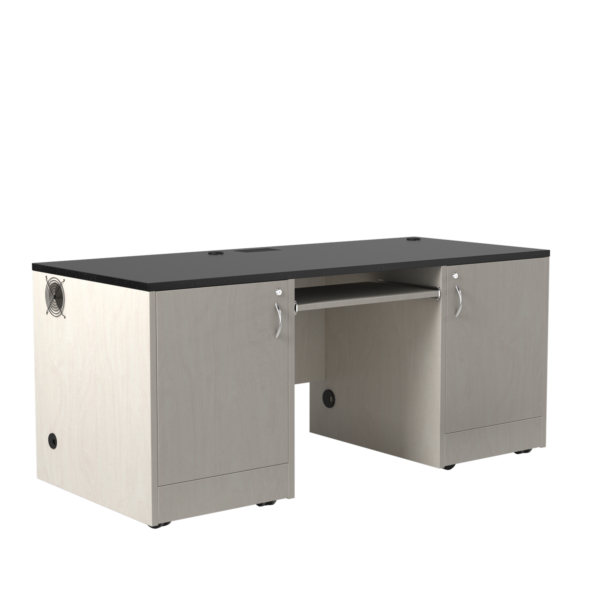 Mobile Desk With Two Lockable Cabinets - 12 RU - Image 2