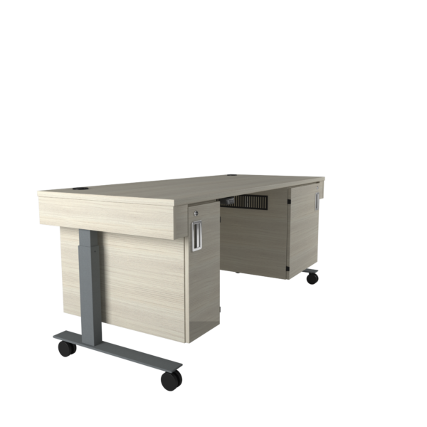 Height Adjustable Desk With 10 RU Lockable Compartment And Cpu Compartment - Image 3