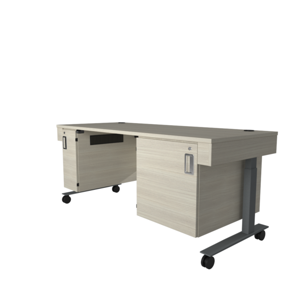 Height Adjustable Desk With 10 RU Lockable Compartment And Cpu Compartment - Image 2