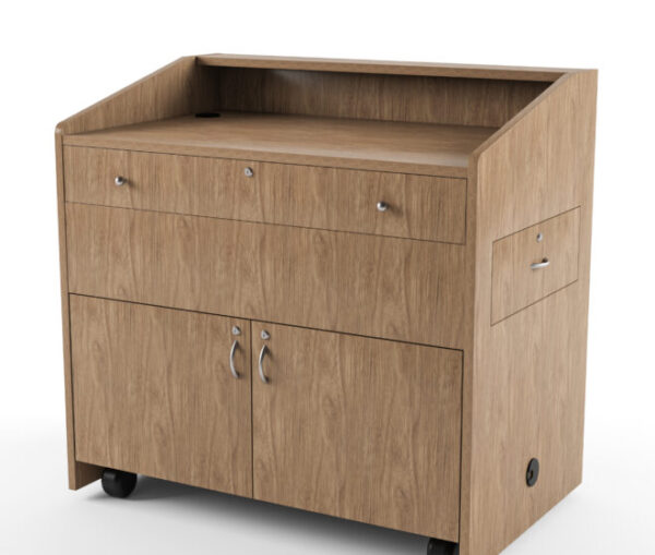 Grand podium avec rangement verrouillable et tiroir latéral coulissant pour caméra de documents - 10 RU