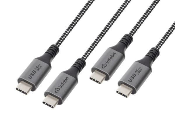 Infobit - iCable- U4-CC4012, USB4 40Gbps Copper Cable, CM to CM, 240W PD, 8K60Hz, E-Marker, 1.2 m