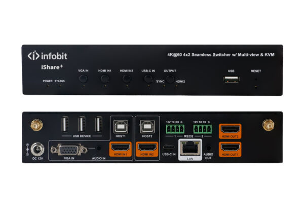 Infobit - iShare Plus 4x2 4K, commutateur de présentation multi-vues avec BYOD sans fil