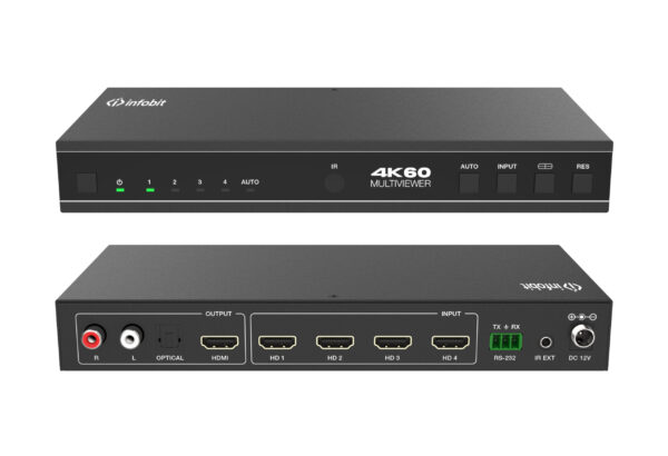 Infobit - 4K60 4x1 HDMI Seamless Presentation Switcher w/ Multiviewer