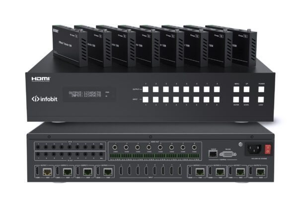 Infobit - iMATRIX H88H150 - Matrice de commutation HDMI 4K60,  8 entrées 8 sorties avec 150m HDBaseT.