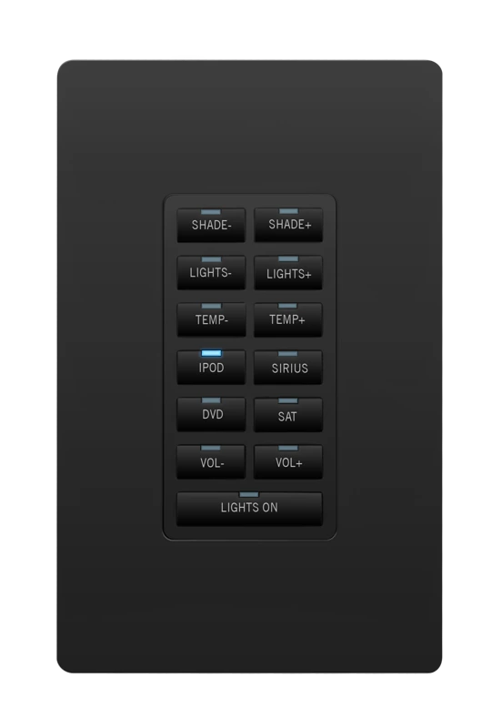 The HPX-U400-R-MET-13E, Metreau 13-Button Ethernet Keypad Ramp Mount Kit, is a Metreau 13-Button Ethernet Keypad in a carrier that allows it to be ins