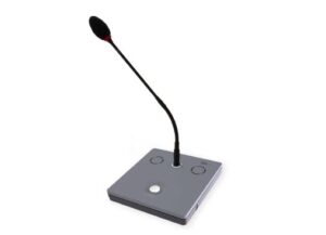 Braehler- Microphone de conférence, électret, avec anneau lumineux indicateur, tube rigide avec col de cygne, avec protection anti-vent, connecteur mi